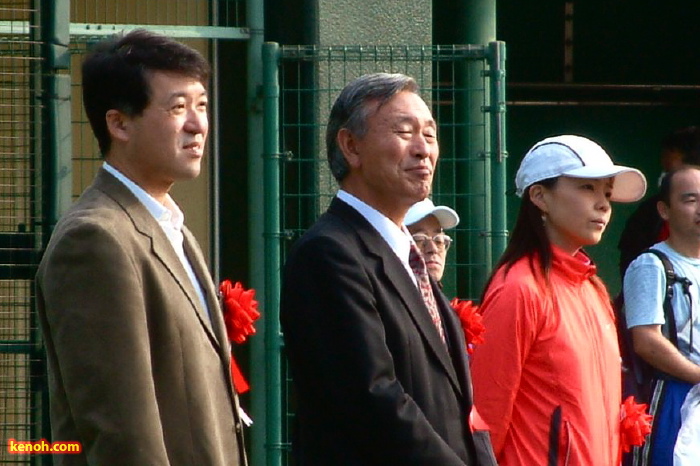 開会式、左から泉田知事、阿部市議会議長、千葉さん