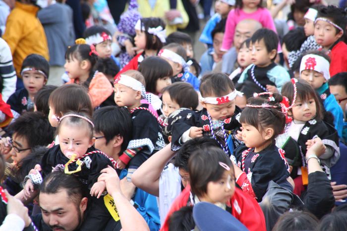 八幡宮境内で舞い込み