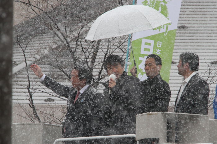 栗原弘久氏街頭演説＠イオン県央店前、応援に橋下徹日本威信の会代表代行